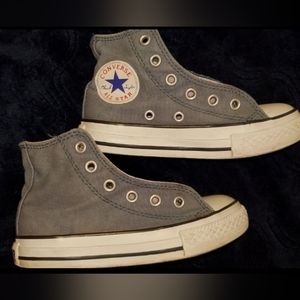Converse hightops size 11 (little girl) blue & pink, peace sign on tongue